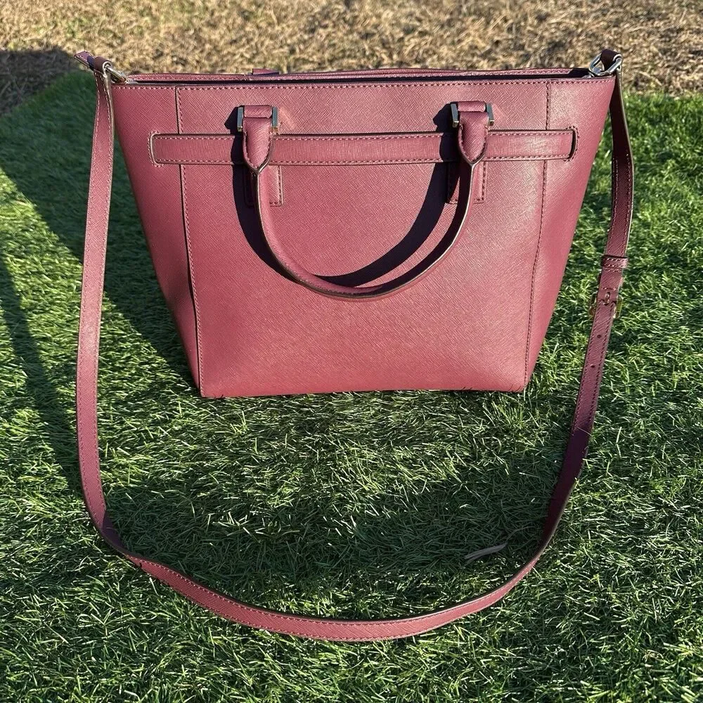 Michael Kors Hamilton‎ Purse Traveler Studded Burgundy Maroon Crossbody Bag